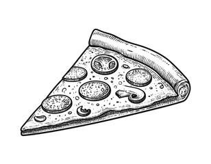 Detailed sketch of a pizza slice