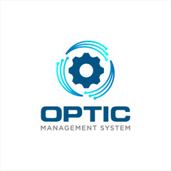 Optic cable gear logo for technology and management system