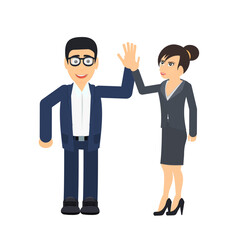 Business partnership between a man and a woman.  On the top five, vector illustration