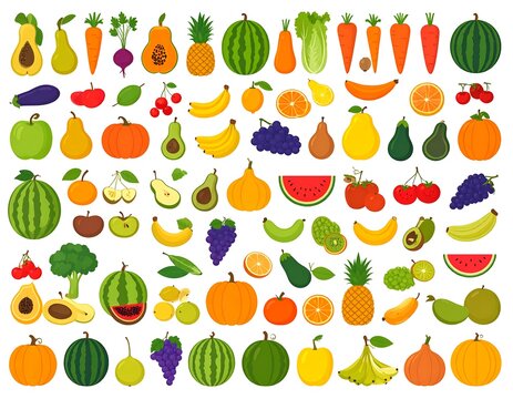 Colorful collection of various fruits and vegetables