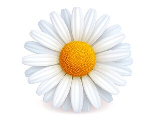 Detailed white daisy on white background