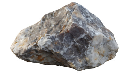 Fototapeta premium Rough textured grey and white stone isolated on a transparent background rock mineral