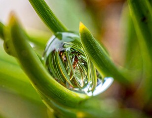 Dewdrop on pine needles