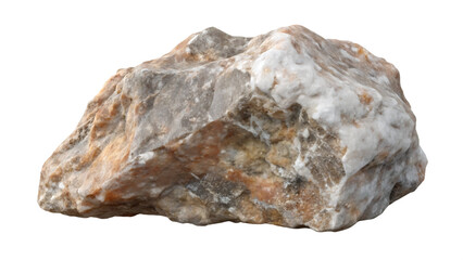 Obraz premium Rough textured stone with white and brown isolated on a transparent background rock