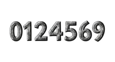 Hand-drawn numbers 0-9 with vintage style perfect for educational resources or creative projects needing a rustic, authentic feel