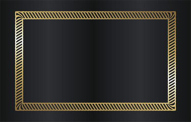 Elegant Gold Frame on Dark Striped Background.