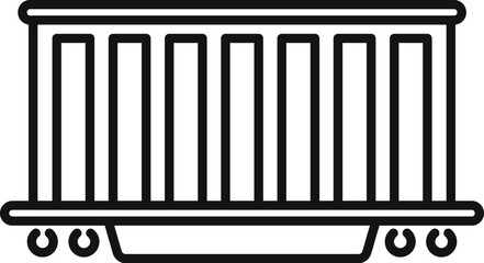 Train wagon transporting cargo across country, delivering goods on railway, distribution and logistics icon