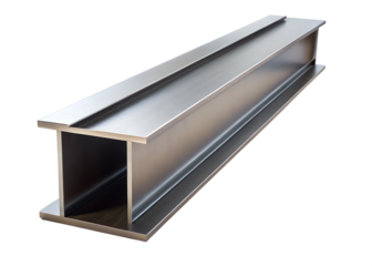 Steel I-beam construction element isolated on a transparent background metal industrial