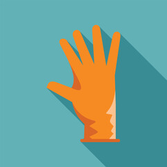 Fototapeta premium Orange glove protecting hand showing five fingers, ideal for safety and hygiene concepts