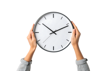 hands holding wall round clock modern collage creative art project