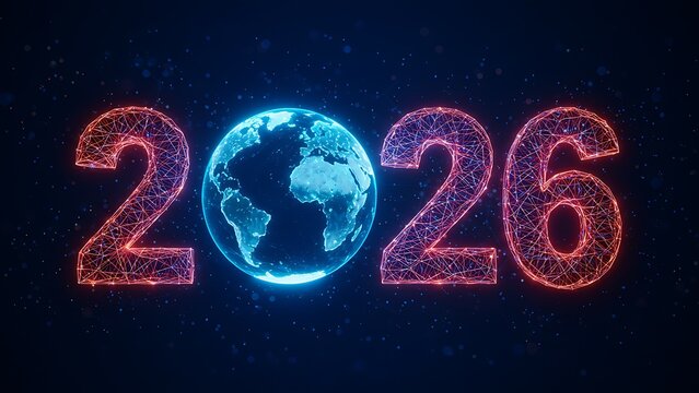 Year 2026 Global Digital Technology Concept - Powered by Adobe