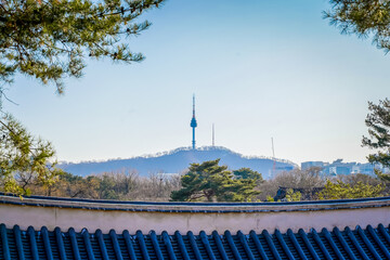 Cityscape and natural view from an observation facility, offering a wide perspective from a high vantage point.