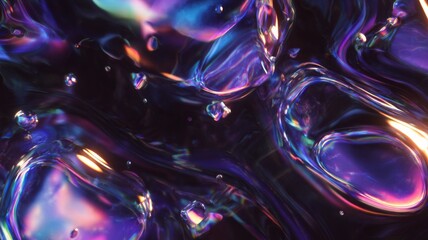 Luminous waves of iridescent abstract colors. Artificial intelligence image