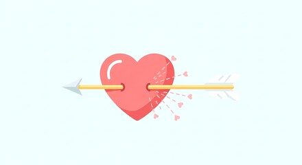 Creative Heart Icon with Arrow Piercing for Love and Romance Designs
