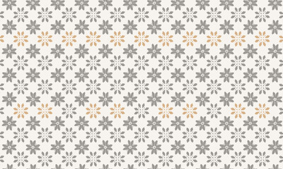 Retro Geometric Floral Seamless Pattern with Scandinavian and Japanese Influence