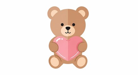 Cute Bear Holding Pink Heart Illustration for Children's Decor and Gifts