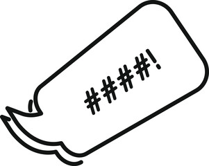 Simple line drawing of a comic speech bubble showing a censored swear word using hashtags
