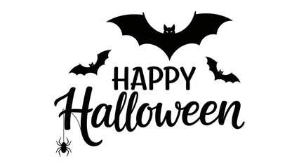 Spooky Halloween: A graphic display of Happy Halloween, creatively designed with elements of spooky bats and a spider.