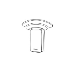 Continuous line drawing of a wifi symbol in minimalist style on white background