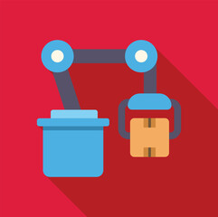 Robotic arm lifting cardboard box from container, symbolizing automation, efficiency, and modern logistics in warehouse operations