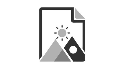 Image File Icon: Sun, Mountains & Digital Media