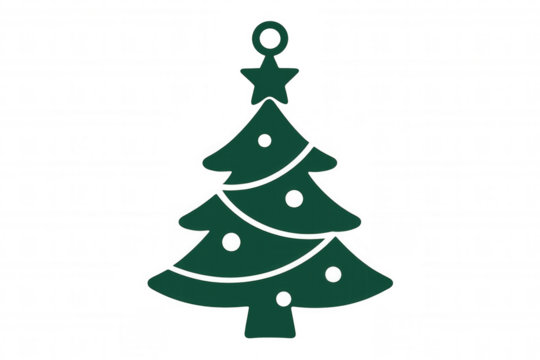Christmas tree festive icon with star and decorations, symbolizing holiday cheer and winter celebration on transparent background - Powered by Adobe