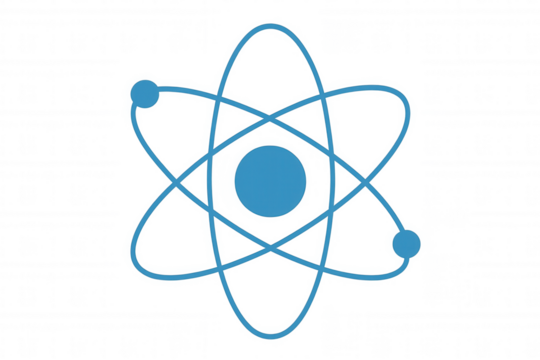 Atom molecular model showing electrons orbiting nucleus, representing science, physics, and atomic energy concepts - Powered by Adobe