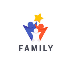 Vector logo design template. Family abstract icon. Teamwork.	
