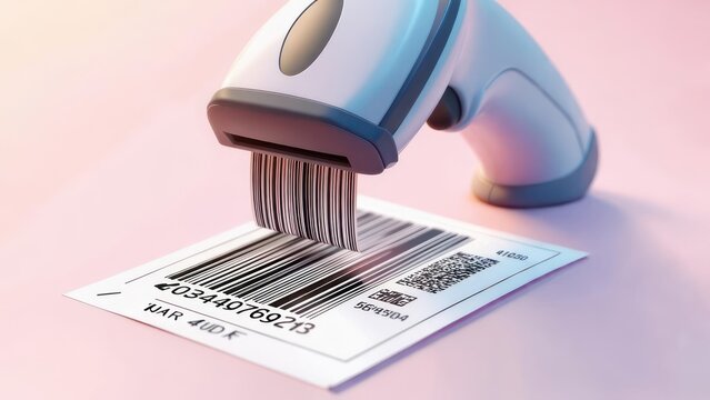 A bar code scanner hovering over a barcode