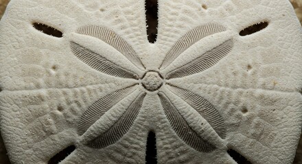 Detailed texture of a sand dollar offers unique natural patterns and shell design