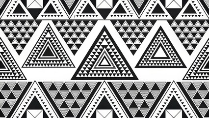 Bold geometric triangle pattern with unique tribal flair for modern interiors and striking graphic design projects, offering unique texture and visual impact