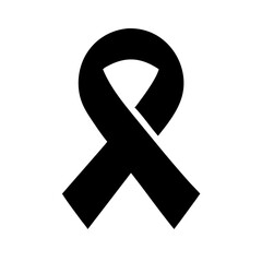 Awareness ribbon silhouette icon – solid black charity and healthcare vector