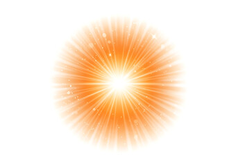 Bright orange starburst with sparkles isolated on transparent background