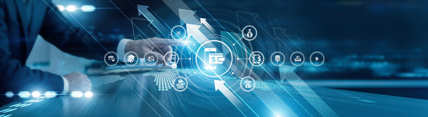 User touching icon and word 