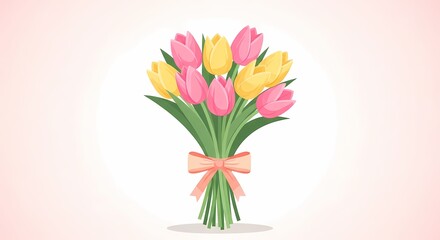 Obraz premium Brightly Colored Tulip Bouquet Arrangement for Spring Celebrations