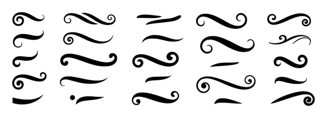 Collection of Black Swirls and Flourishes for Design and Decoration