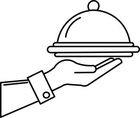 Fototapeta premium Vector art of hand serving food under a cloche