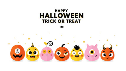 Spooky Halloween Cartoon Character Gathering: A whimsical collection of animated characters, a vibrant Halloween scene. Illustrated with charming details and playful expressions.