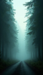 Obraz premium Foggy Forest Path