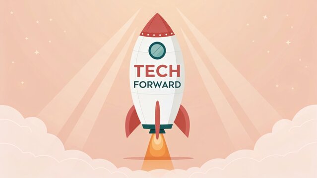 Rocket Launching with Inspiring Text for Technology and Innovation Themes