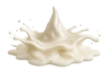 Naklejka premium Milk splash creating intricate abstract liquid crown shape with drops, symbolizing freshness and purity