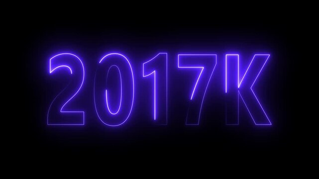2017 neon line text. Abstract 2017 neon text animation, Glowing neon number text background 4k video animation . black background. 2017, abstract, advice, background,