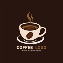 Coffee Logo – Steaming Cup with Bean Vector Design