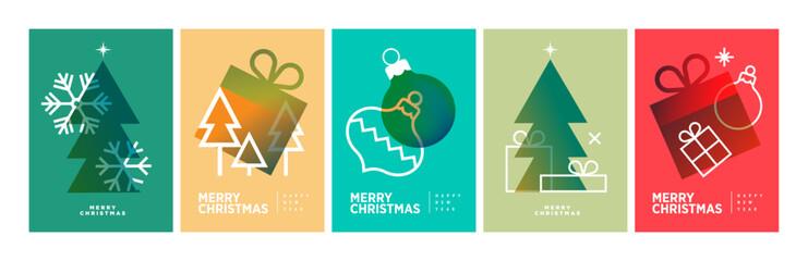 Fototapeta na wymiar Merry Christmas and Happy New Year. Vector illustrations for greeting card, party invitation card, website banner, social media banner, marketing material.
