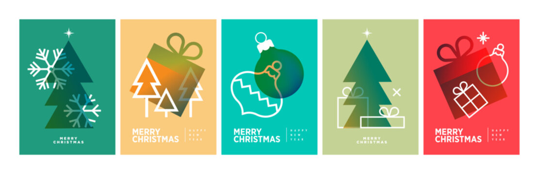 Merry Christmas and Happy New Year. Vector illustrations for greeting card, party invitation card, website banner, social media banner, marketing material.