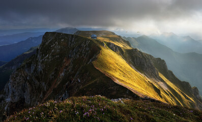 Sunset Eisenerzer Alpen With Reichensteinhutte