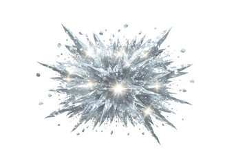 Explosion of ice crystals isolated on transparent background