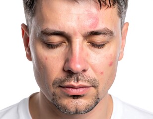 Obraz premium Close-up of man with facial skin issues