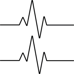 Two abstract heartbeat cardiogram pulse lines medical symbol graphic element vector