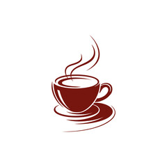 Steaming coffee cup logo